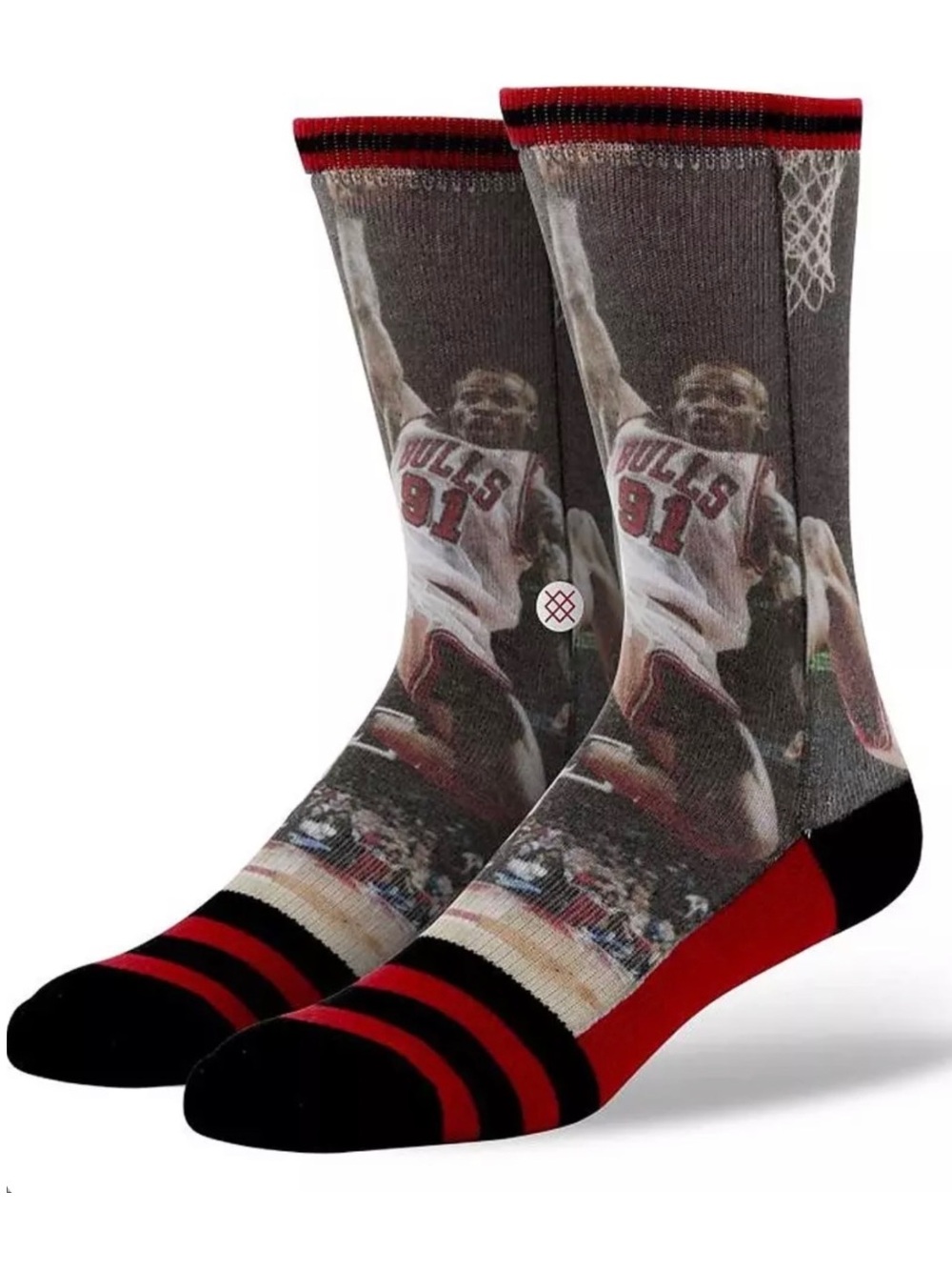Stance Chicago Bulls DENNIS RODMAN Crew Socks LARGE L NEW